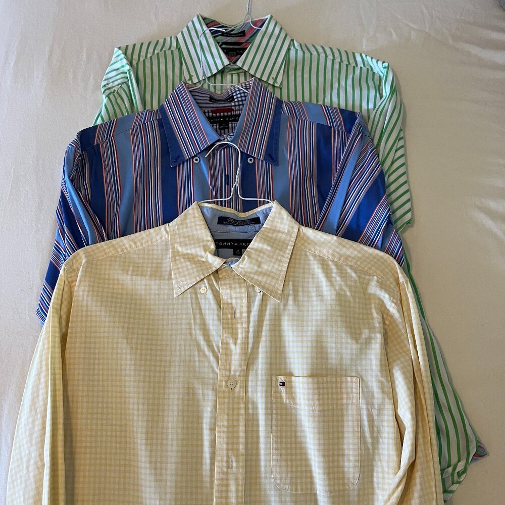 Lot of Tommy Hilfiger Button Down Shirts Size Medium 80's Style.